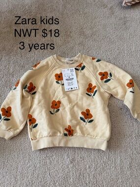 Zara Cream Sweatshirt with Orange Floral Print